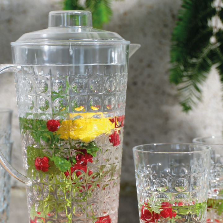 Clear Plastic Pitcher and Cup Set