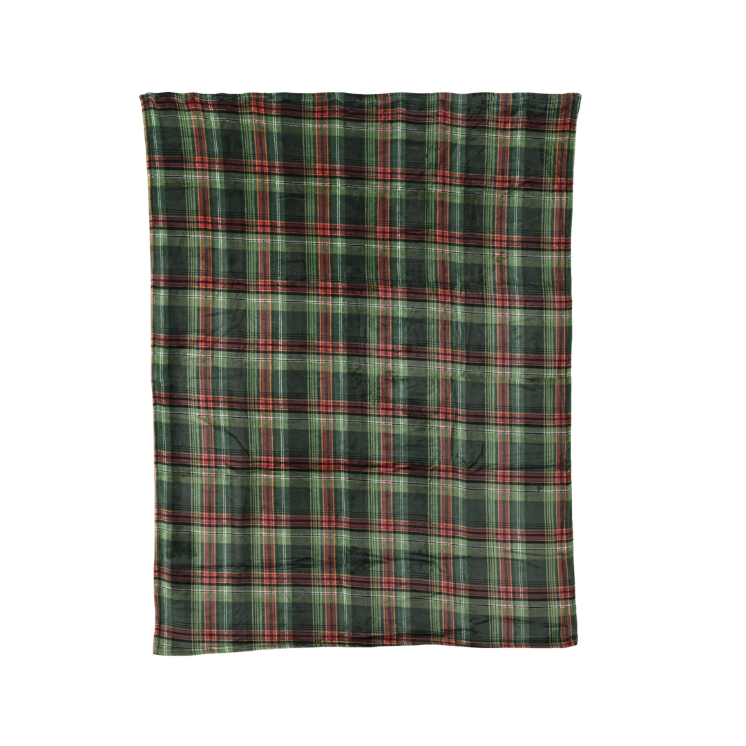 Green Tartan Christmas Throw