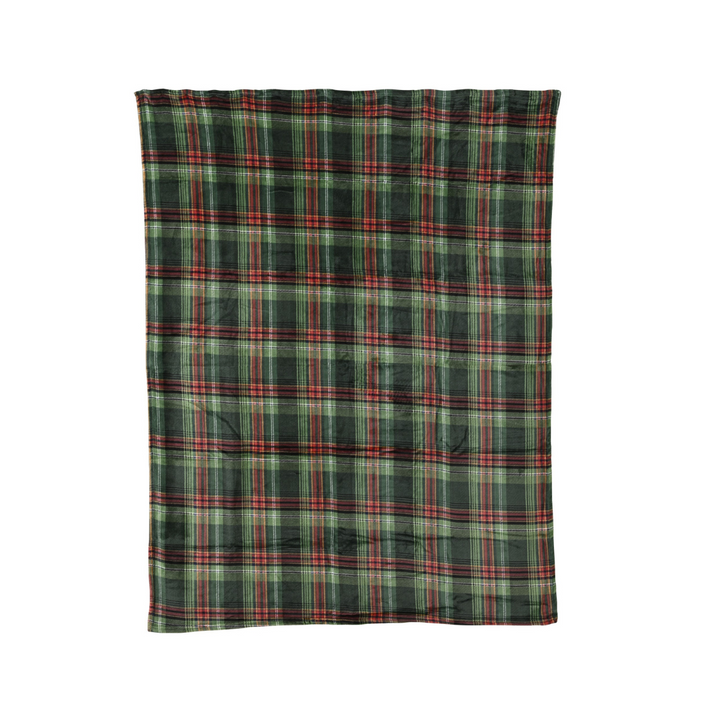 Green Tartan Christmas Throw