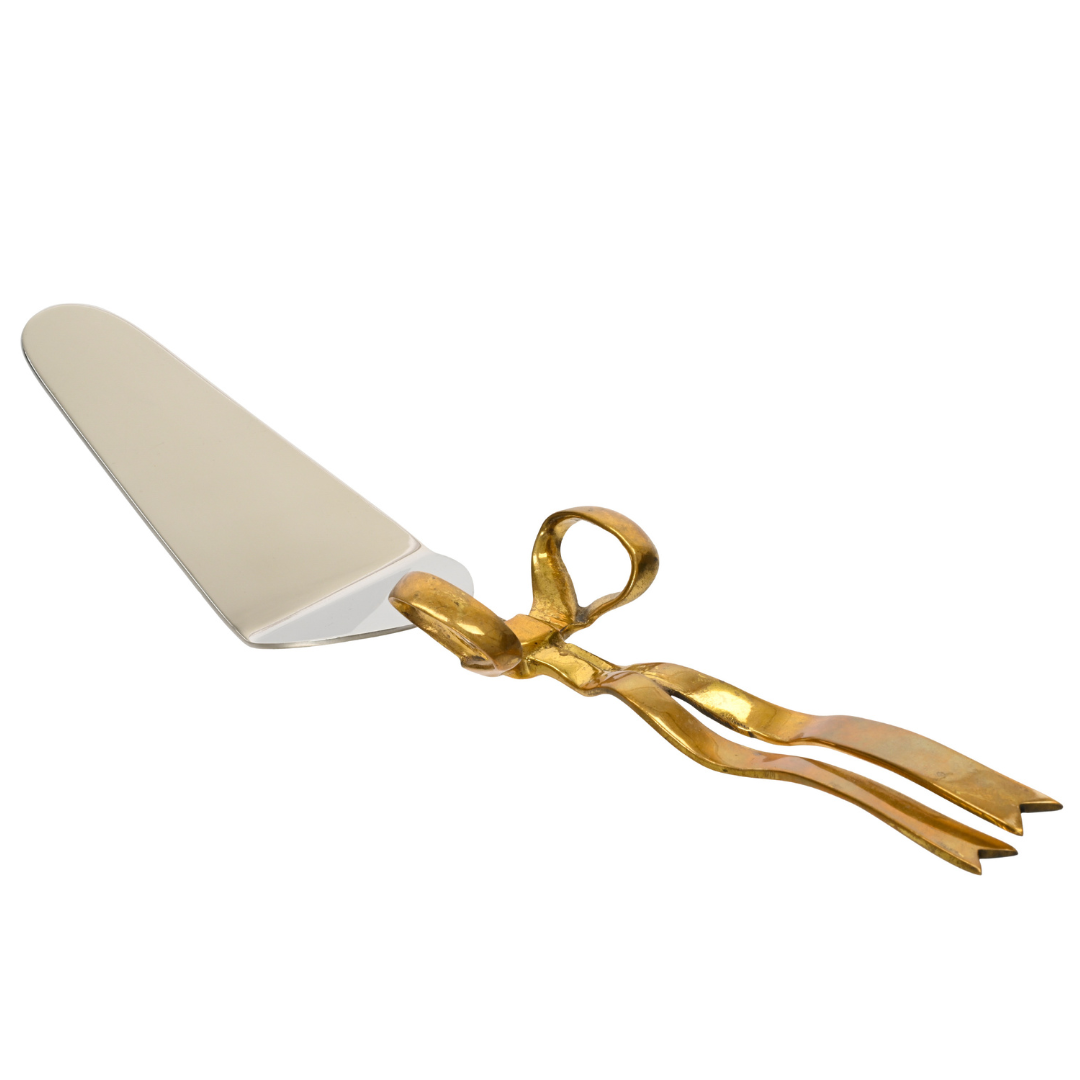 Brass Cake Server with Bow