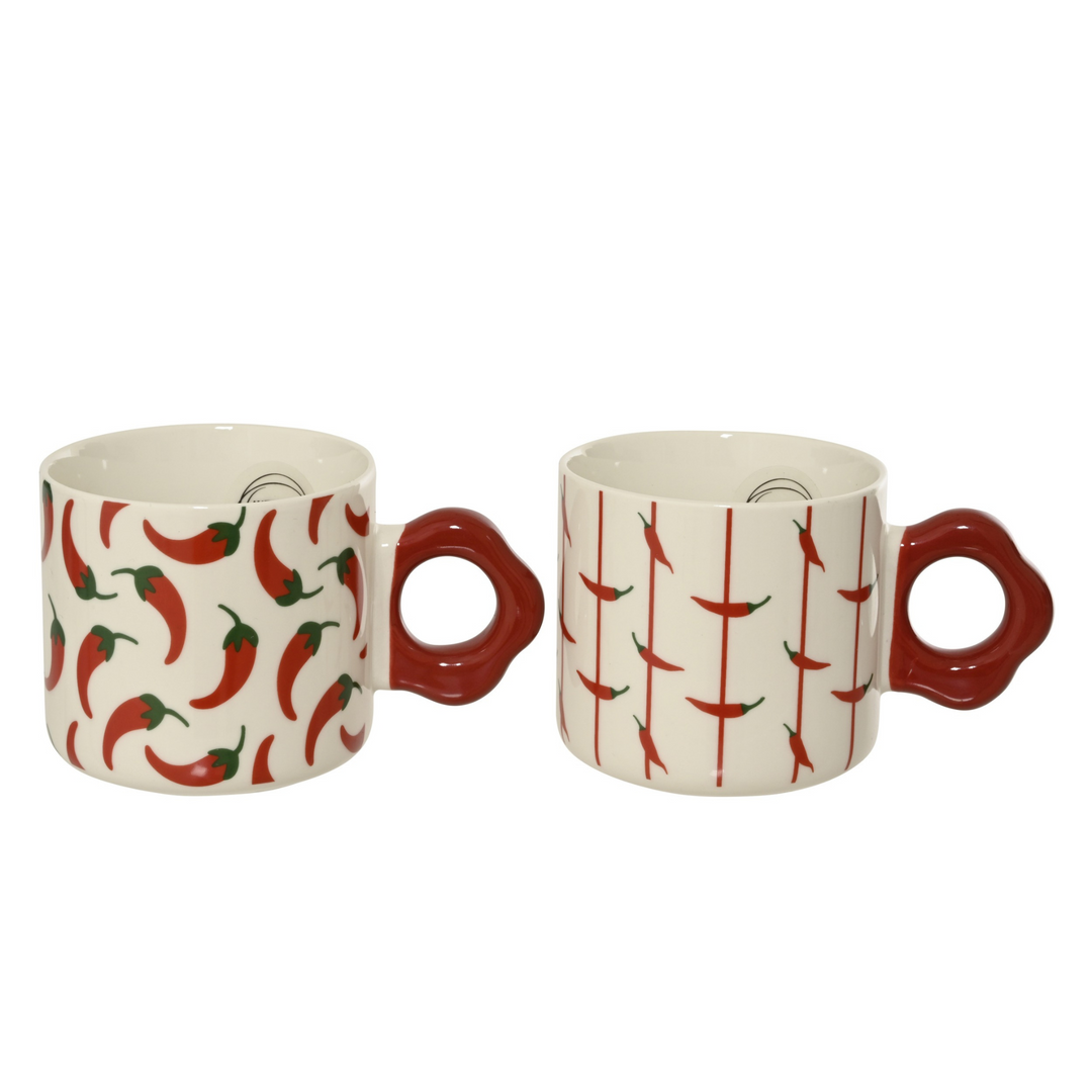 Set of 2 Porcelain Chilli Mugs