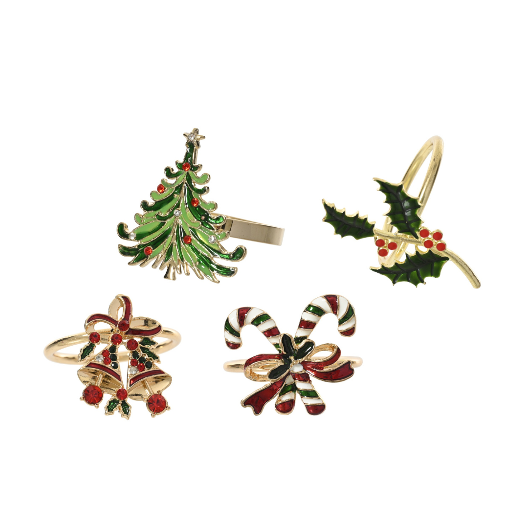 Set of 4 Christmas Napkin Rings