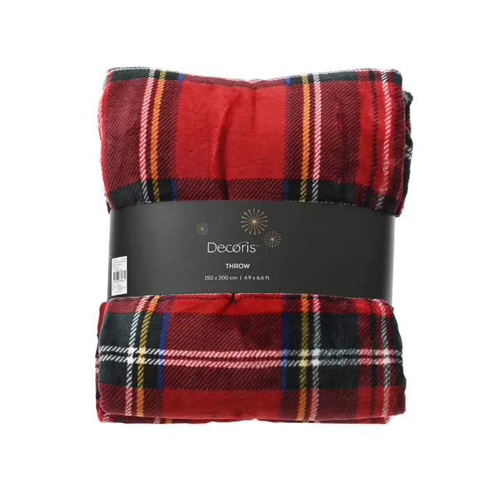 Red Tartan Christmas Throw