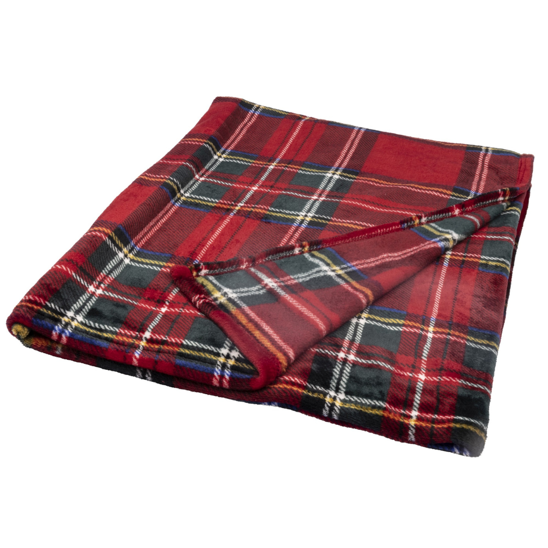 Red Tartan Christmas Throw