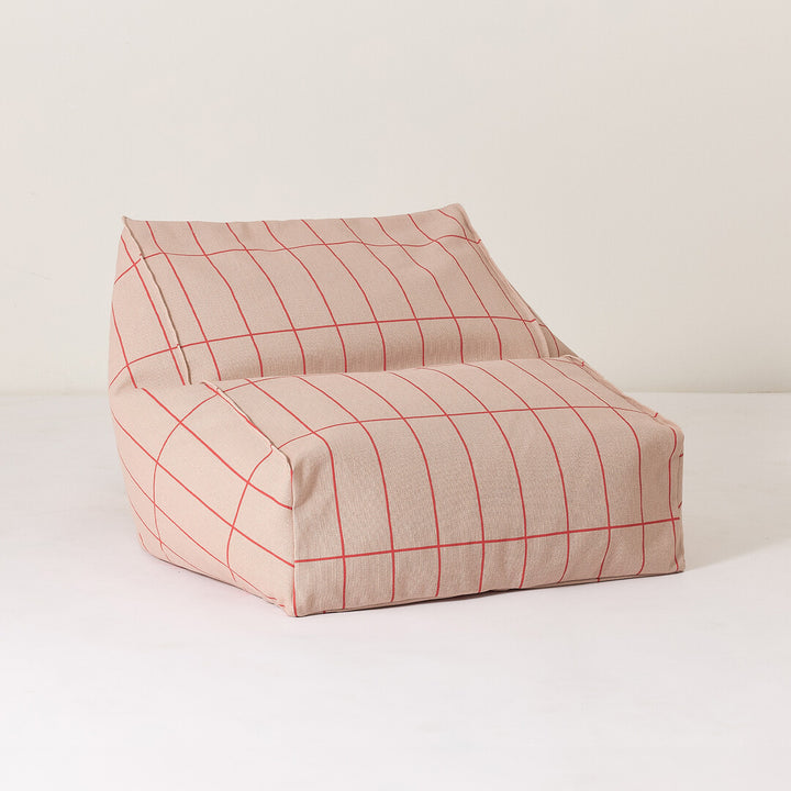 Vibes Kids Armchair Beanbag Pink Red Grid