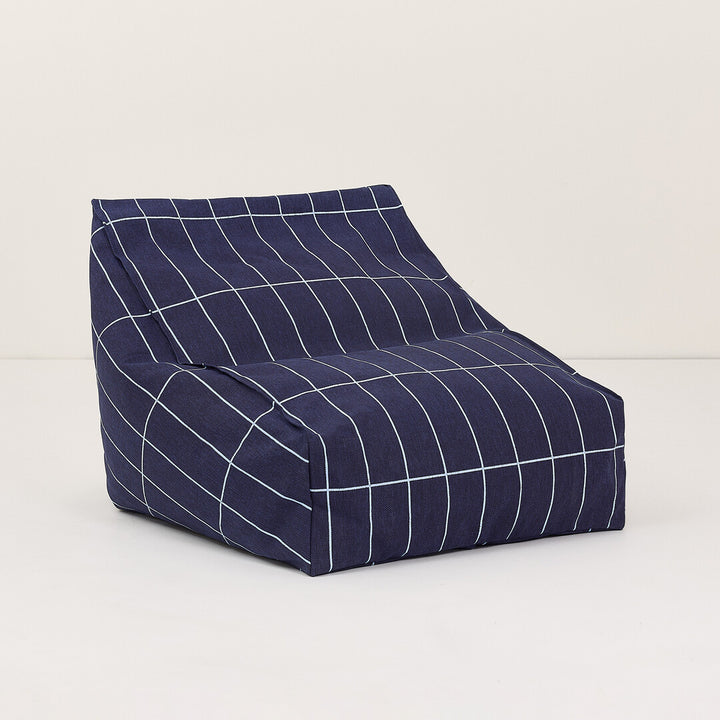 Vibes Kids Armchair Beanbag Navy Blue Grid