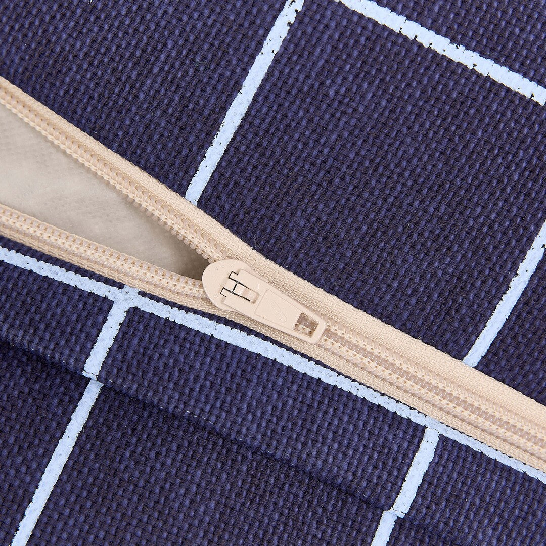 Vibes Kids Armchair Beanbag Navy Blue Grid