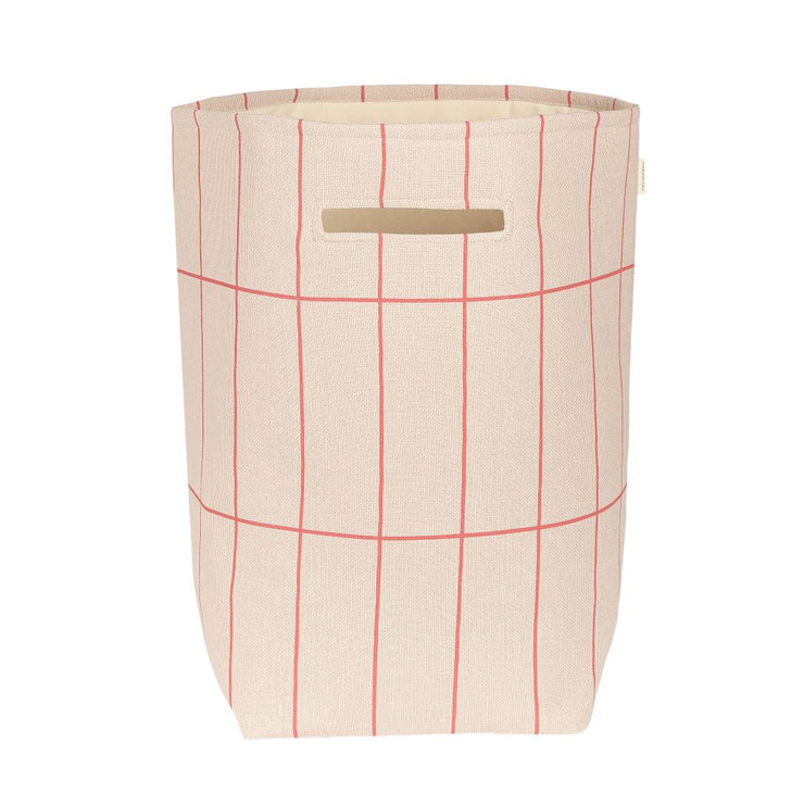 Vibes Large Storage Basket in Pink Red Grid by Nobodinoz