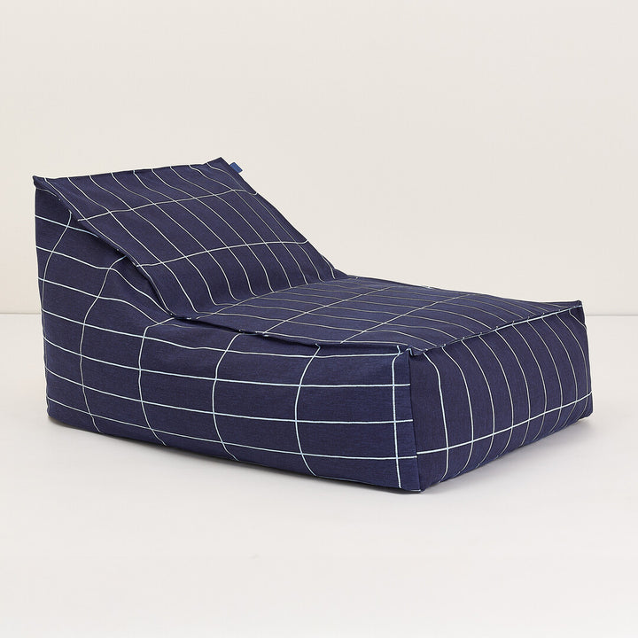 Vibes Adult Long Beanbag in Navy Blue Grid
