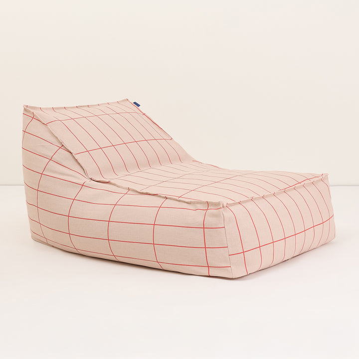 Vibes Adult Long Beanbag in Pink Grid