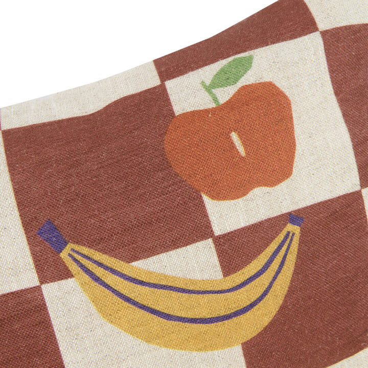 Vibes Rectangular Cushion  Maroon Checks Fruit