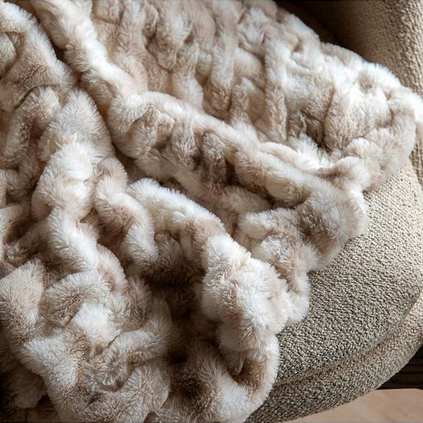 Deco Luxe Ruched Faux Fur Throw