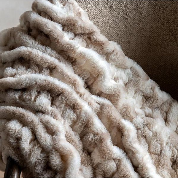 Deco Luxe Ruched Faux Fur Throw