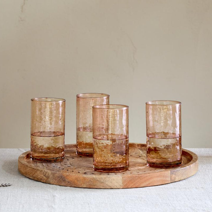 Yala Hammered Highball Glasses Dusty Terracotta Set of 4