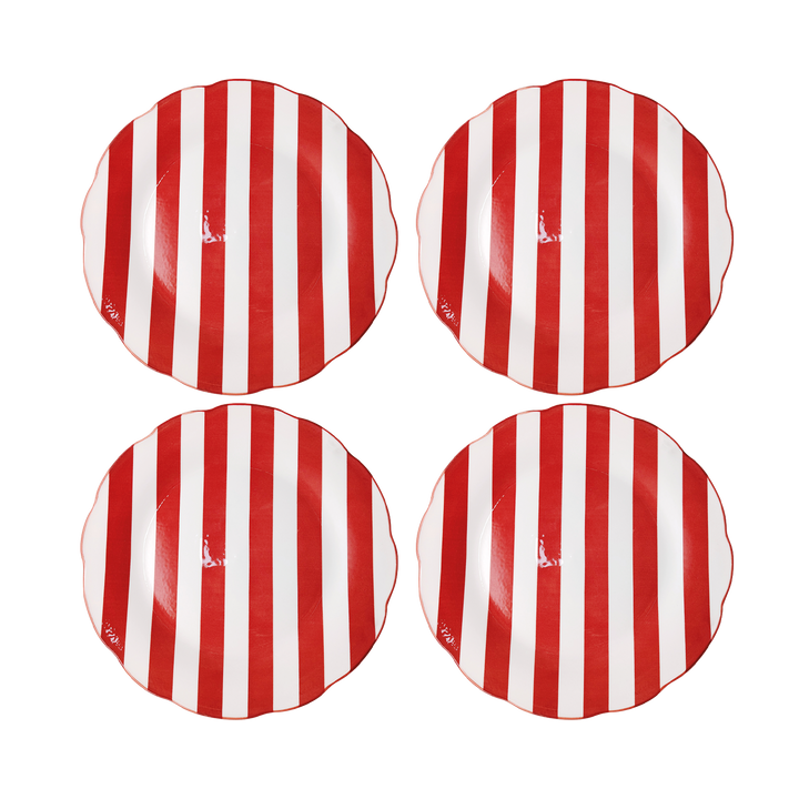 Set of 4 Red Trattoria Dinner Plates