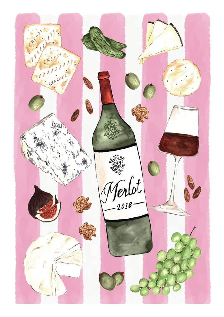 Merlot and Cheese Please Print by Mash Design