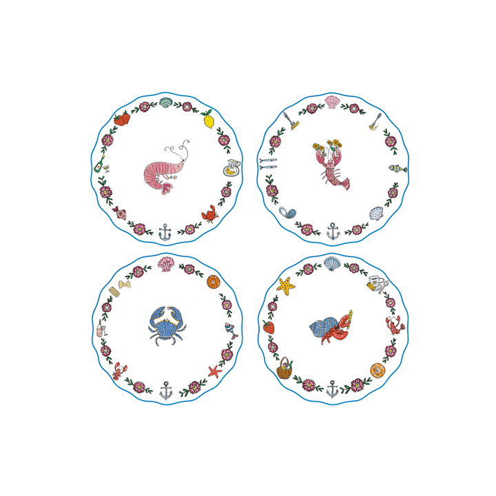 Set of 4 Shellfish Dessert Plates