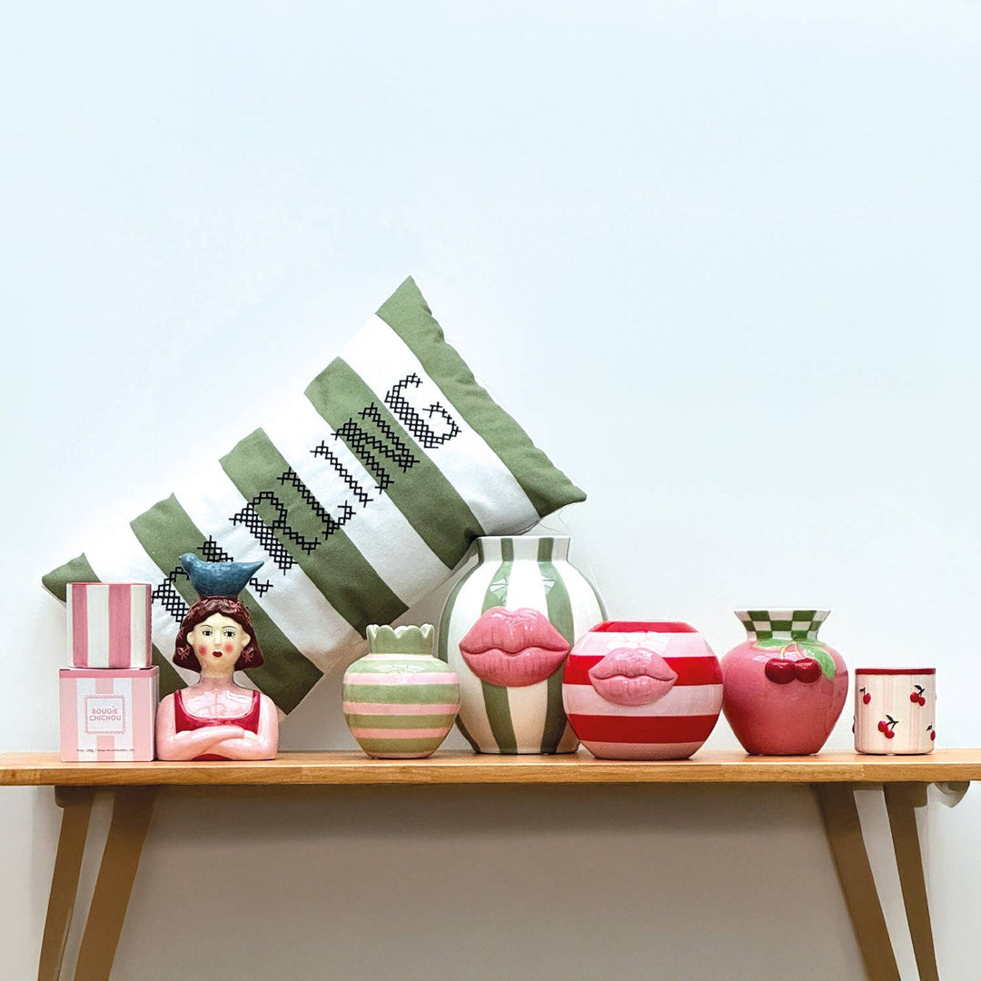 Green Striped Kiss Vase