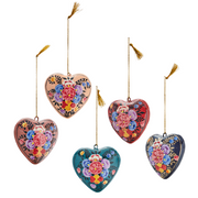 Handmade Christmas Heart Baubles Set Of 5