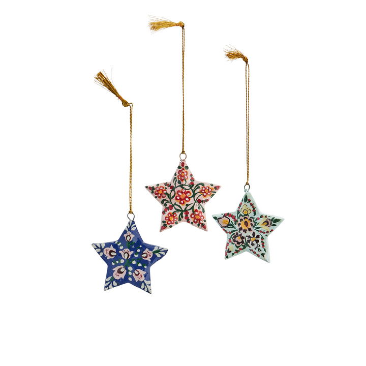 Handmade Papermache Christmas Stars Set Of 3