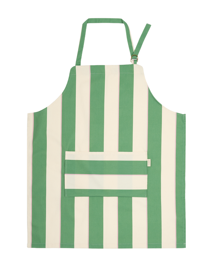Nododinoz Kitchen Apron in Green Cabana Stripes