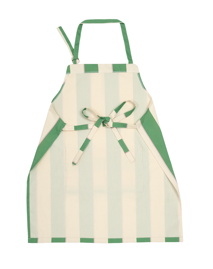 Nododinoz Kitchen Apron in Green Cabana Stripes