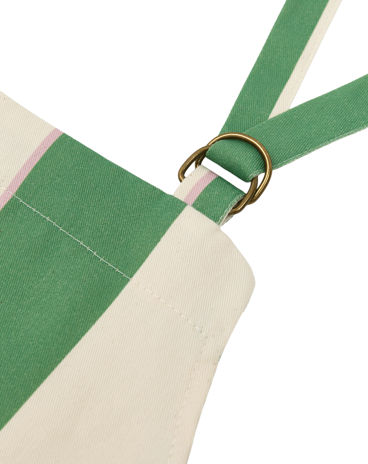 Nododinoz Kitchen Apron in Green Cabana Stripes