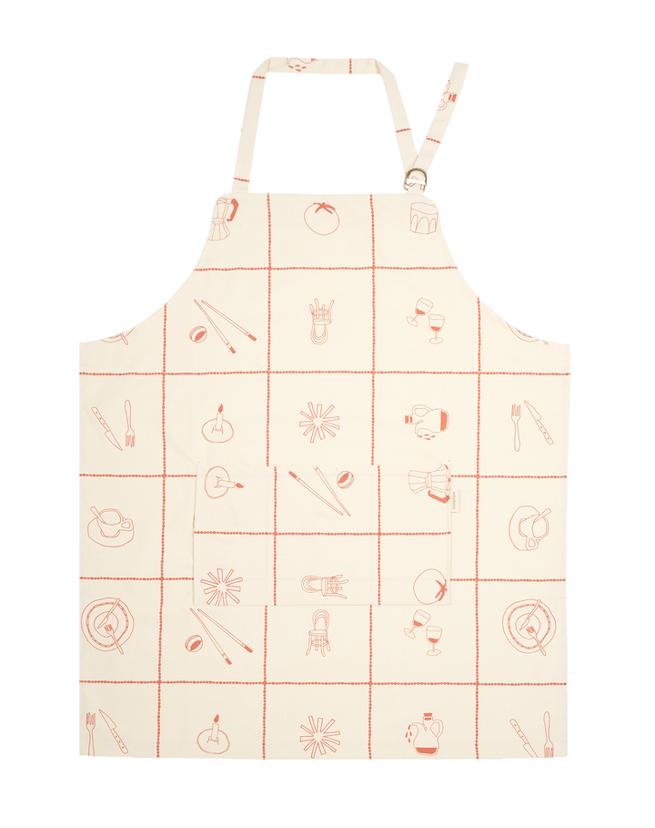 Nododinoz Kitchen Apron in Red Tiles Lunch