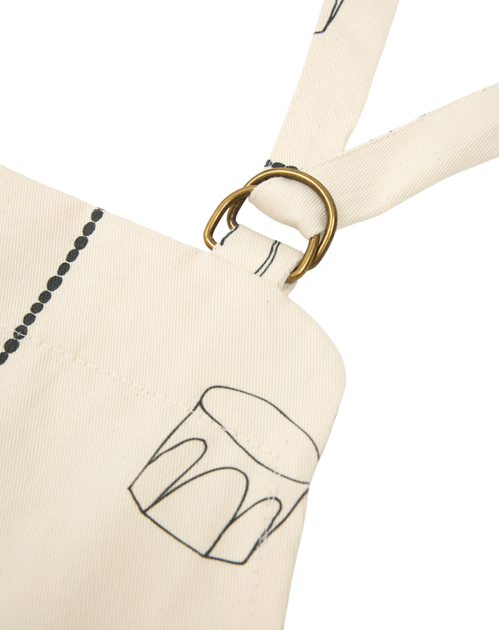 Nododinoz Kitchen Apron in Black Tiles Lunch