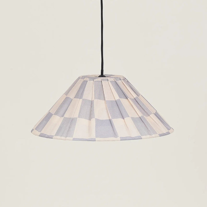 Nododinoz Ava Pleated Lampshade in Blue Ink Checks 50cm