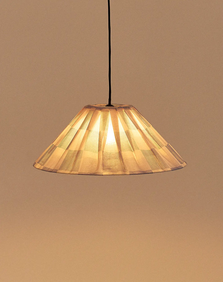 Nododinoz Ava Pleated Lampshade in Blue Ink Checks 50cm