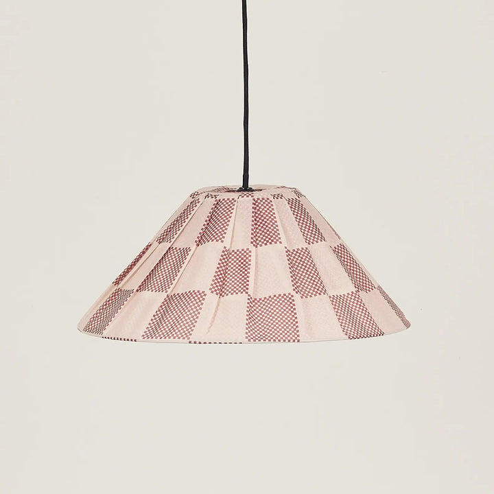 Nododinoz Ava Pleated Lampshade in Burnt Red Checks 50cm