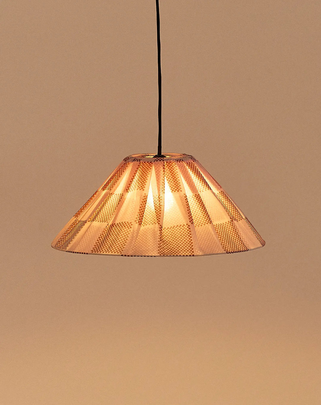 Nododinoz Ava Pleated Lampshade in Burnt Red Checks 50cm