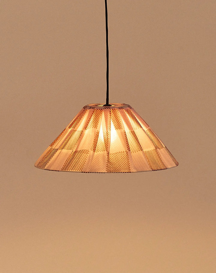 Nododinoz Ava Pleated Lampshade in Burnt Red Checks 50cm