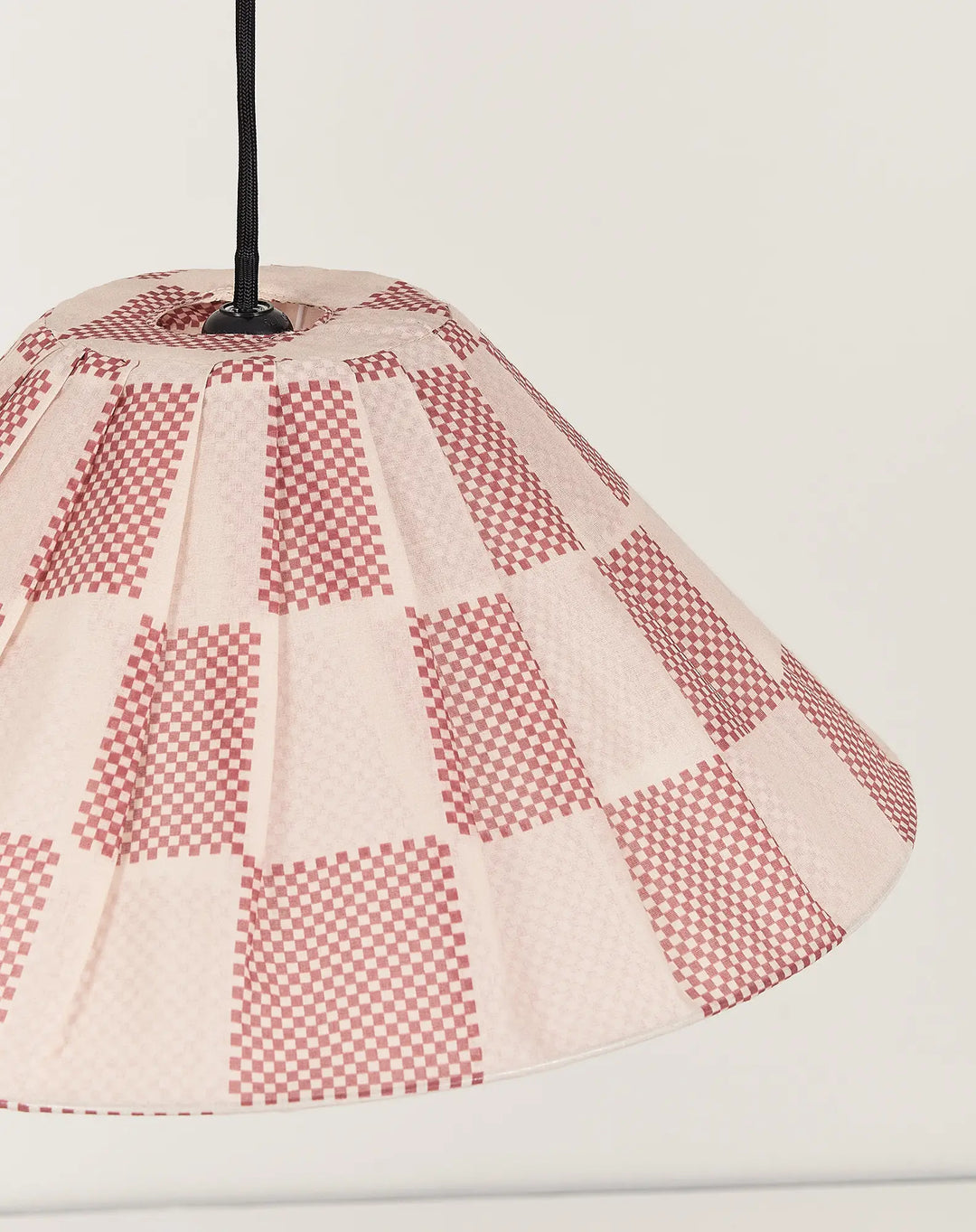 Nododinoz Ava Pleated Lampshade in Burnt Red Checks 50cm