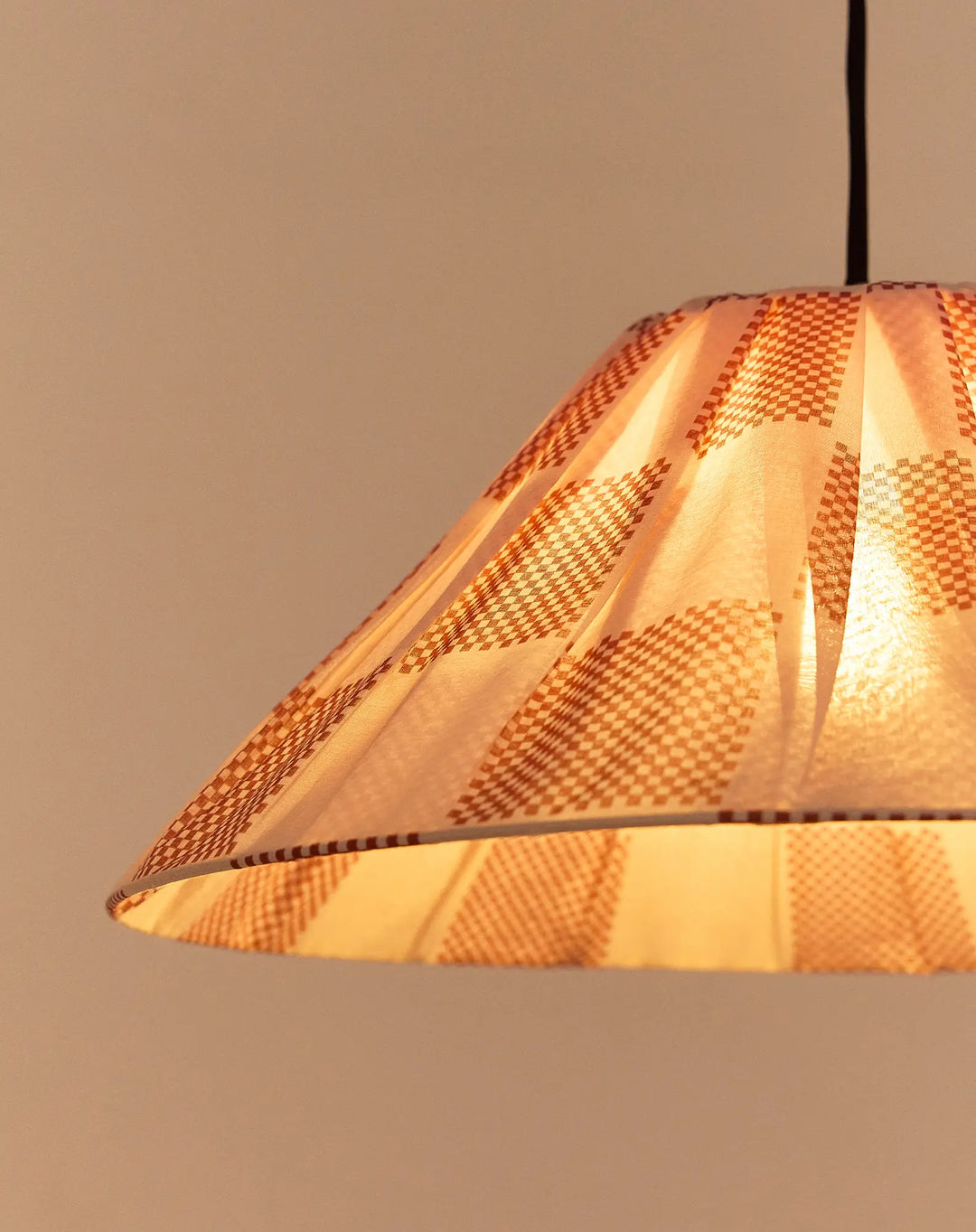 Nododinoz Ava Pleated Lampshade in Burnt Red Checks 50cm