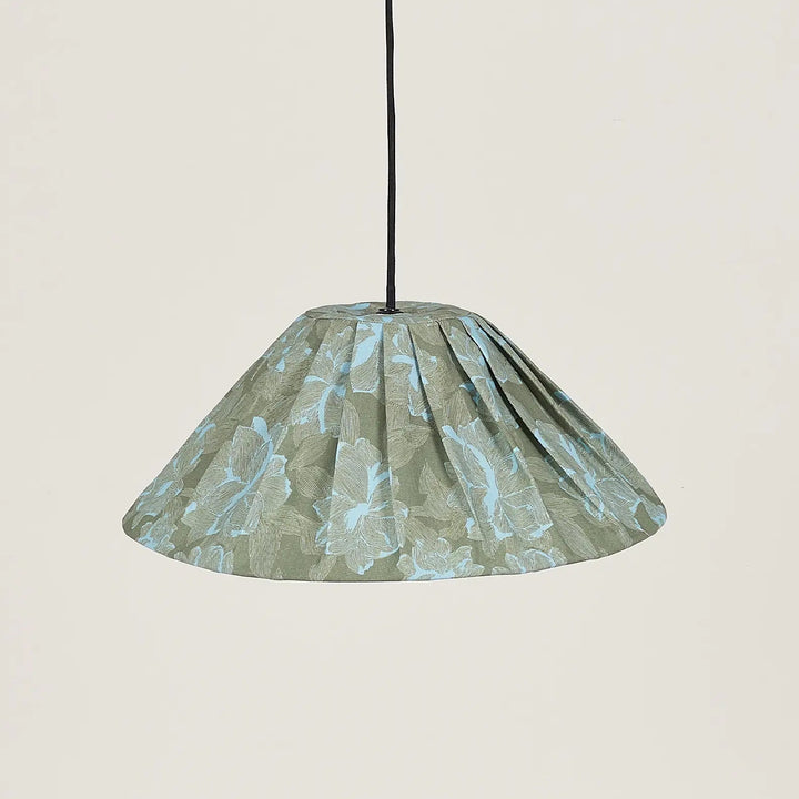 Nododinoz Ava Pleated Lampshade in Green Peonies 50cm