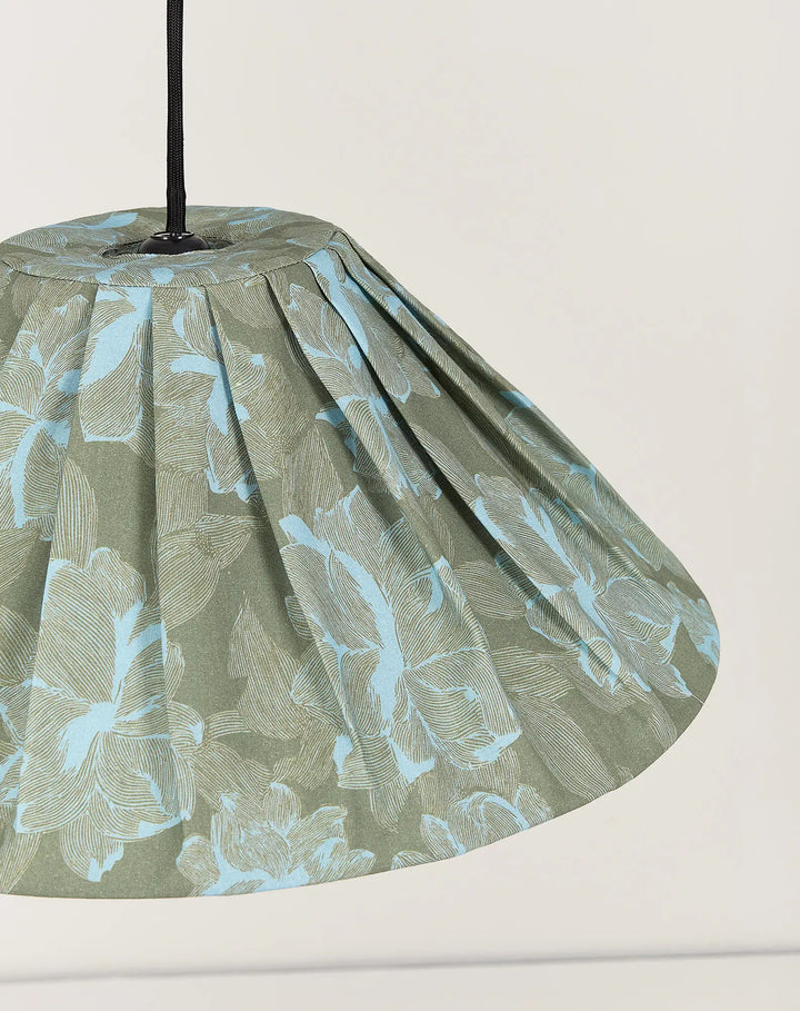 Nododinoz Ava Pleated Lampshade in Green Peonies 50cm