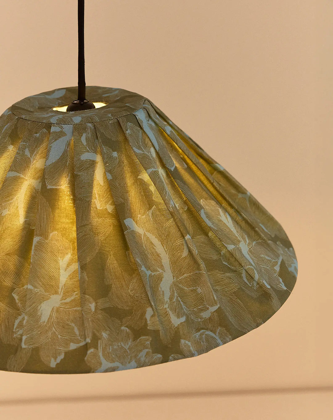 Nododinoz Ava Pleated Lampshade in Green Peonies 50cm