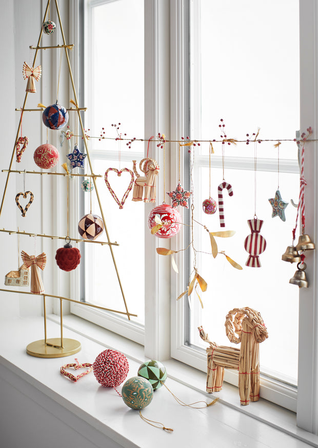 Handmade Papermache Christmas Baubles Set Of 3