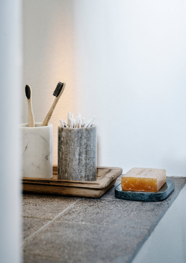 Round Marble Jar in Beige