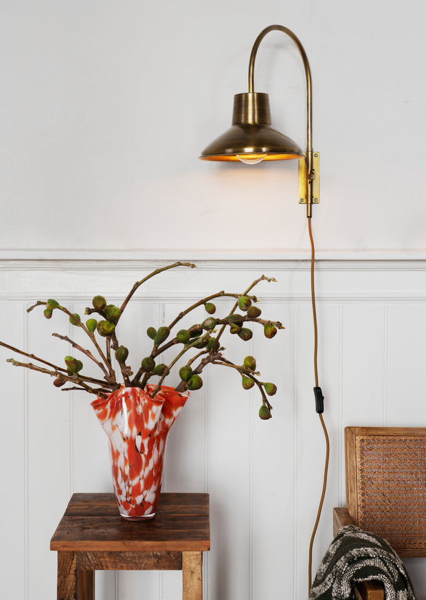 Glass Vase in Rust, White & Clear