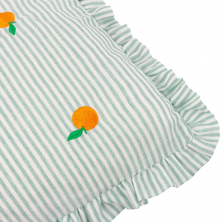 Oranges Embroidered Ruffle Cushion