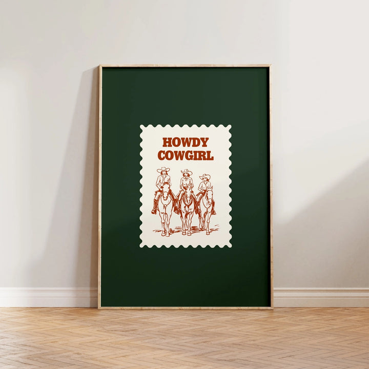 Howdy Cowgirl Print Green & Brown