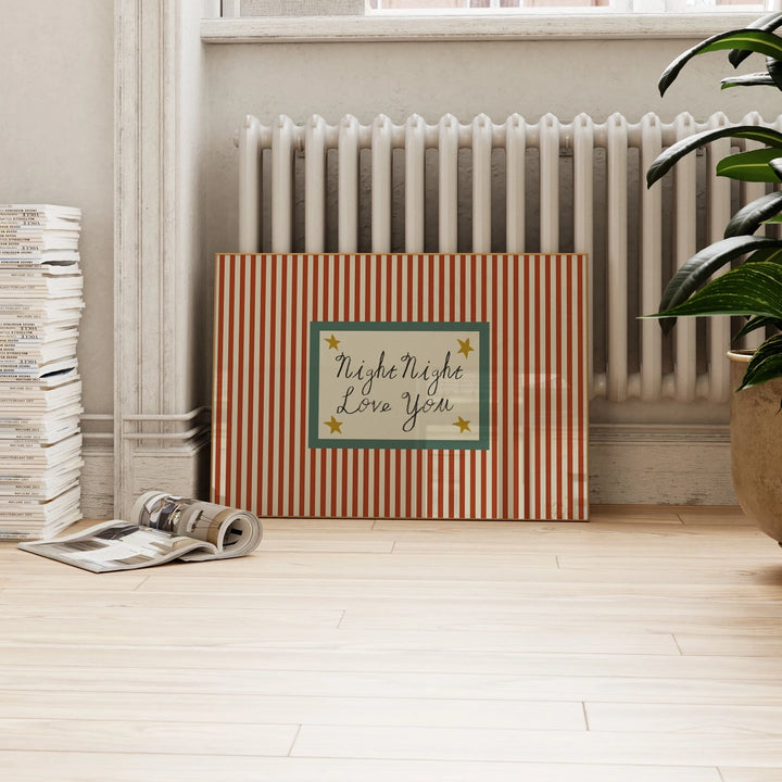 Night Night Love You Striped Print Rust