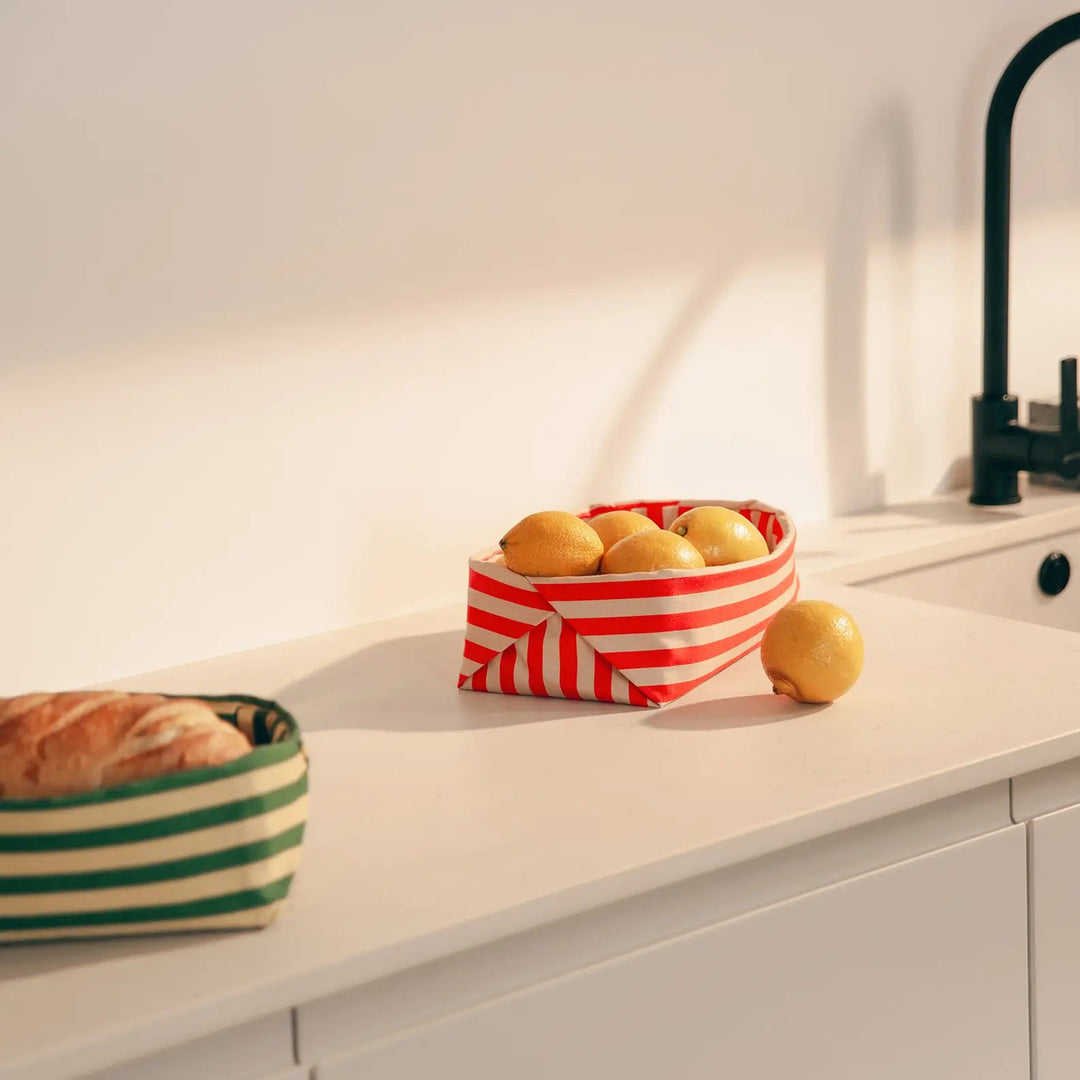 Nododinoz Bread Basket in Red Stripes
