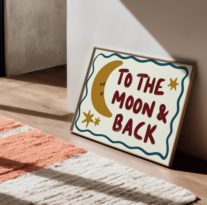 To The Moon And Back Nursery Print