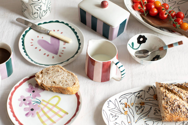 Wine/Peach Pink Stripe Wide Jug