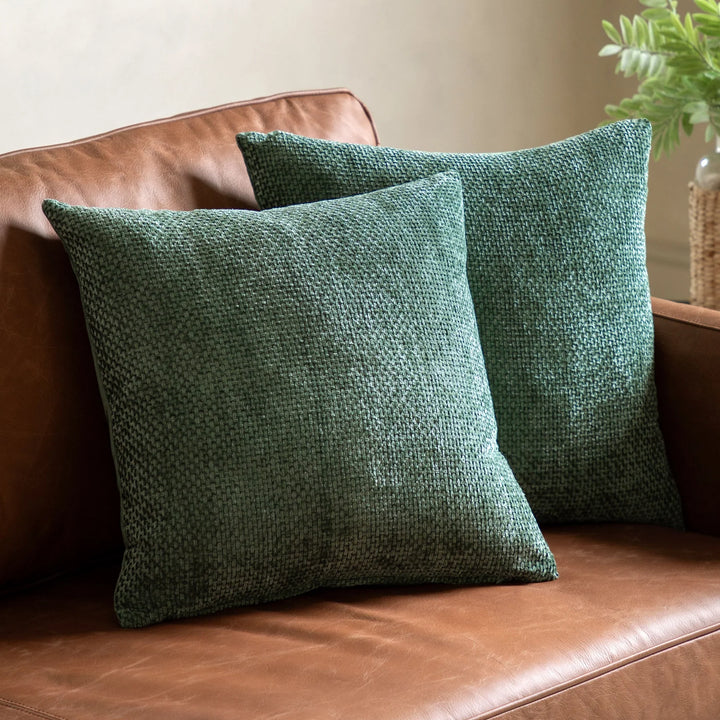 Set of 2 Basketweave Chenille Cushions