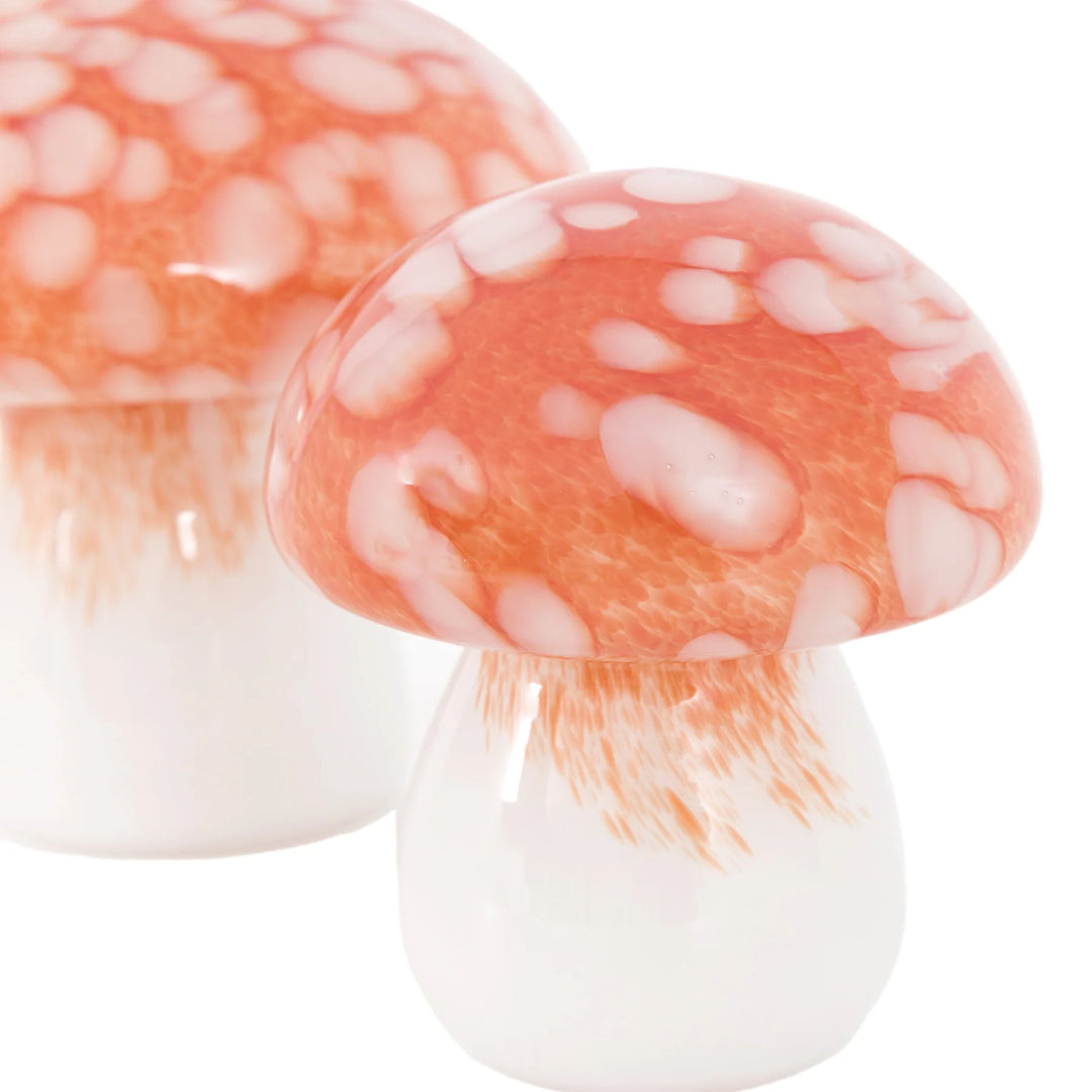 Set of 2 Confetti Glass Mushrooms Ornaments
